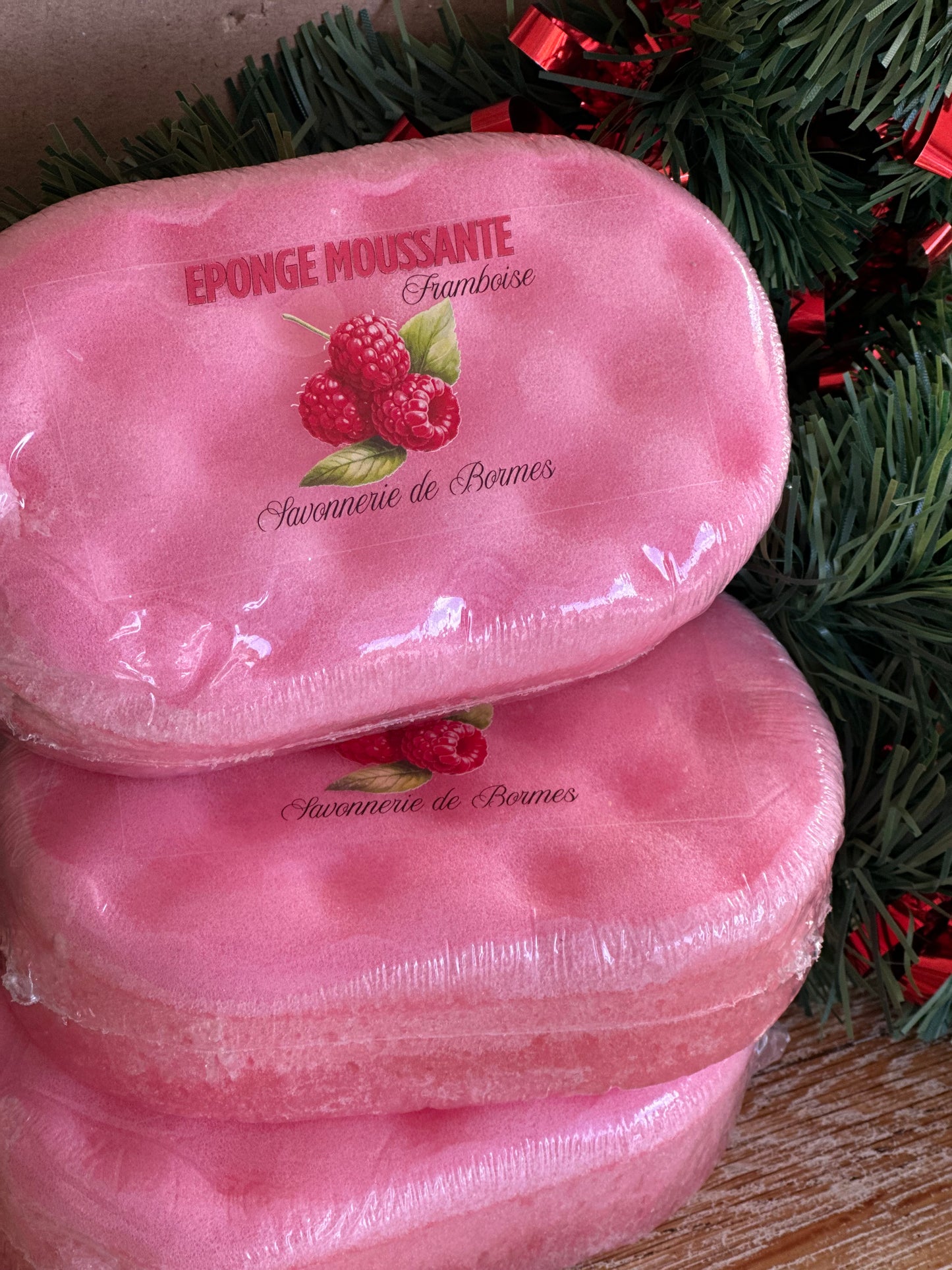 Éponge moussante framboise